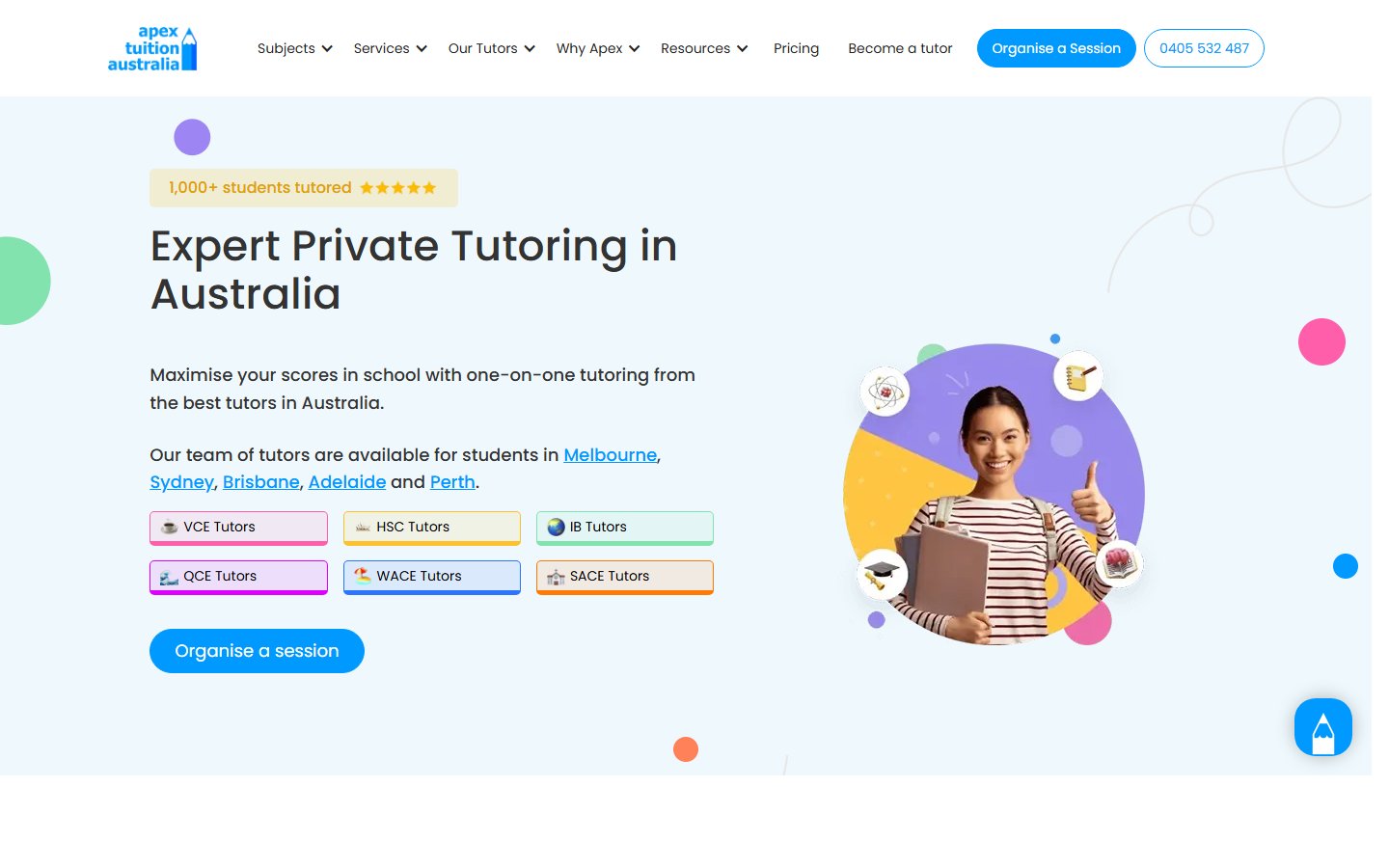 Webflow website case study for Apex Tuition Australia Private Tutoring Website