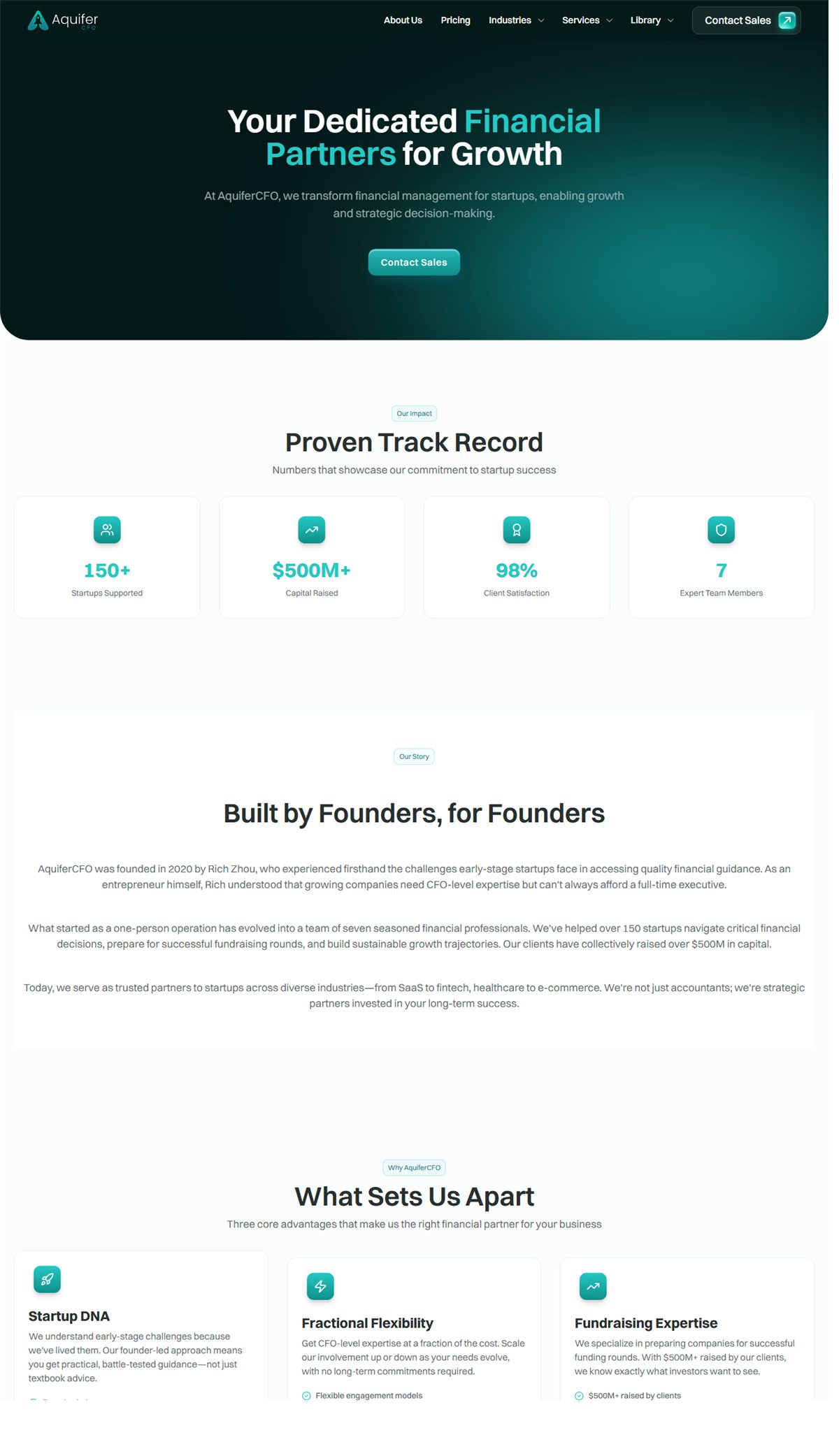 Webflow website case study for AquiferCFO Fractional CFO and Outsourced Finance Website