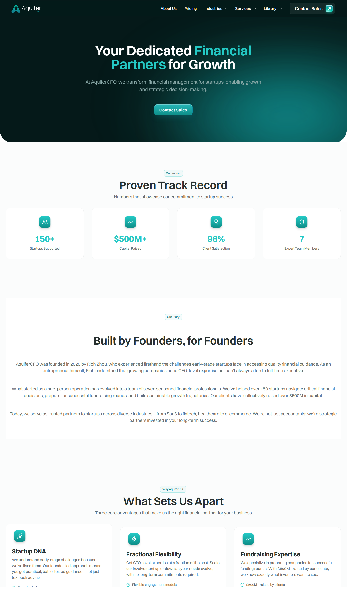 Webflow website case study for AquiferCFO Fractional CFO and Outsourced Finance Website