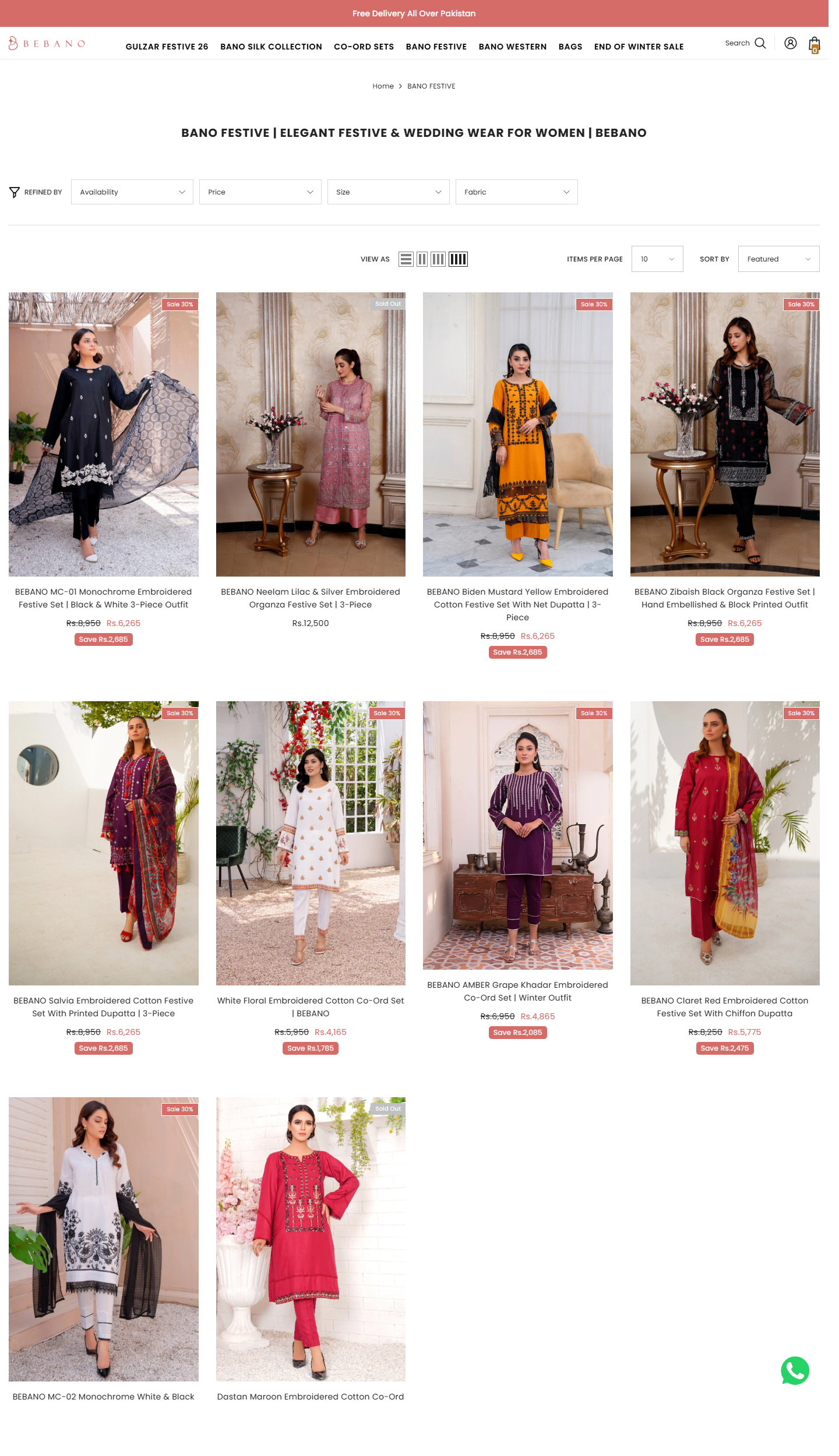 Shopify website screenshot from BEBANO Shopify Fashion Storefront for Women’s Eastern and Western Wear, view 1