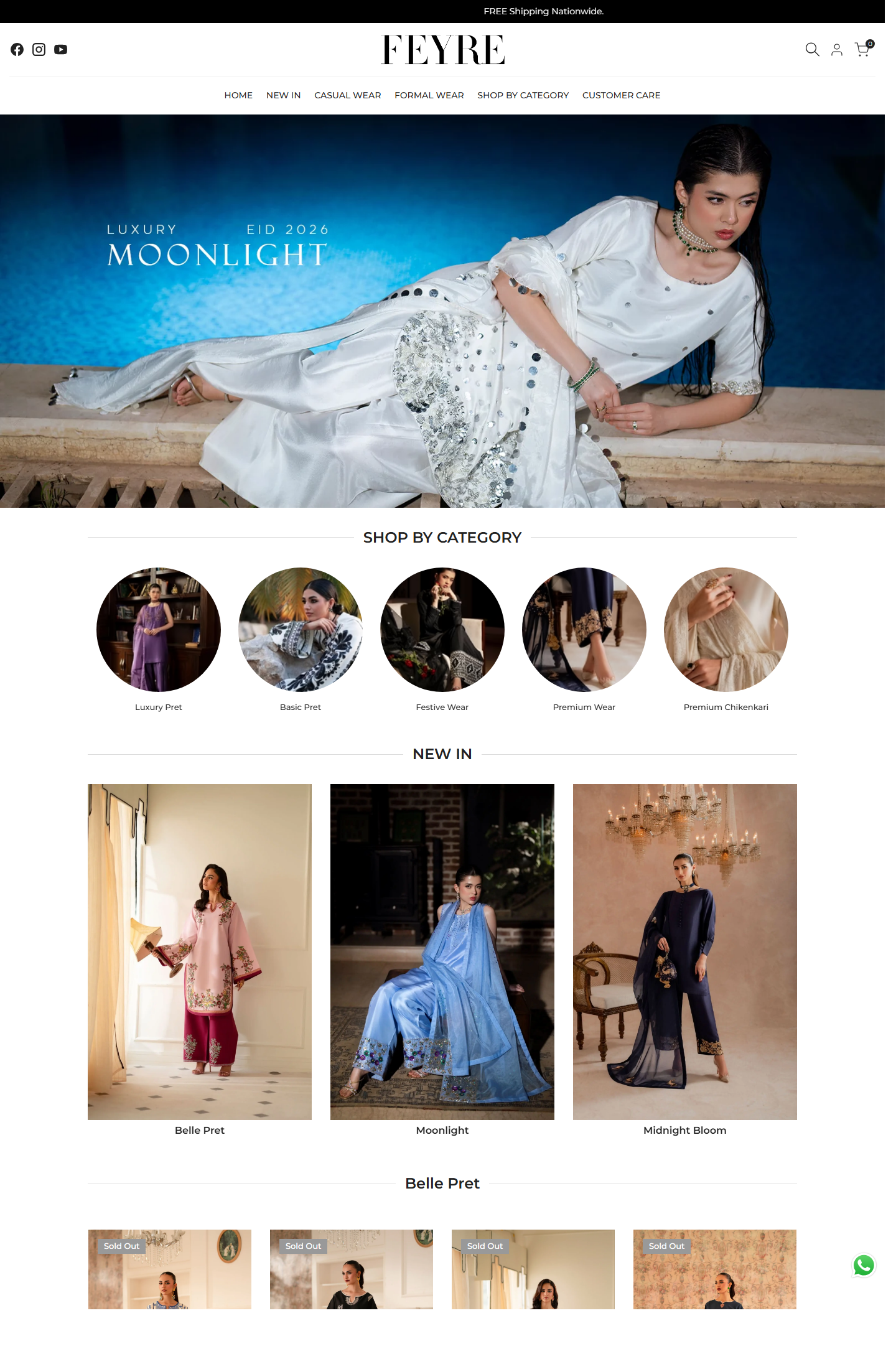 Shopify website case study for Feyre Shopify Luxury Pret and Festive Wear Storefront