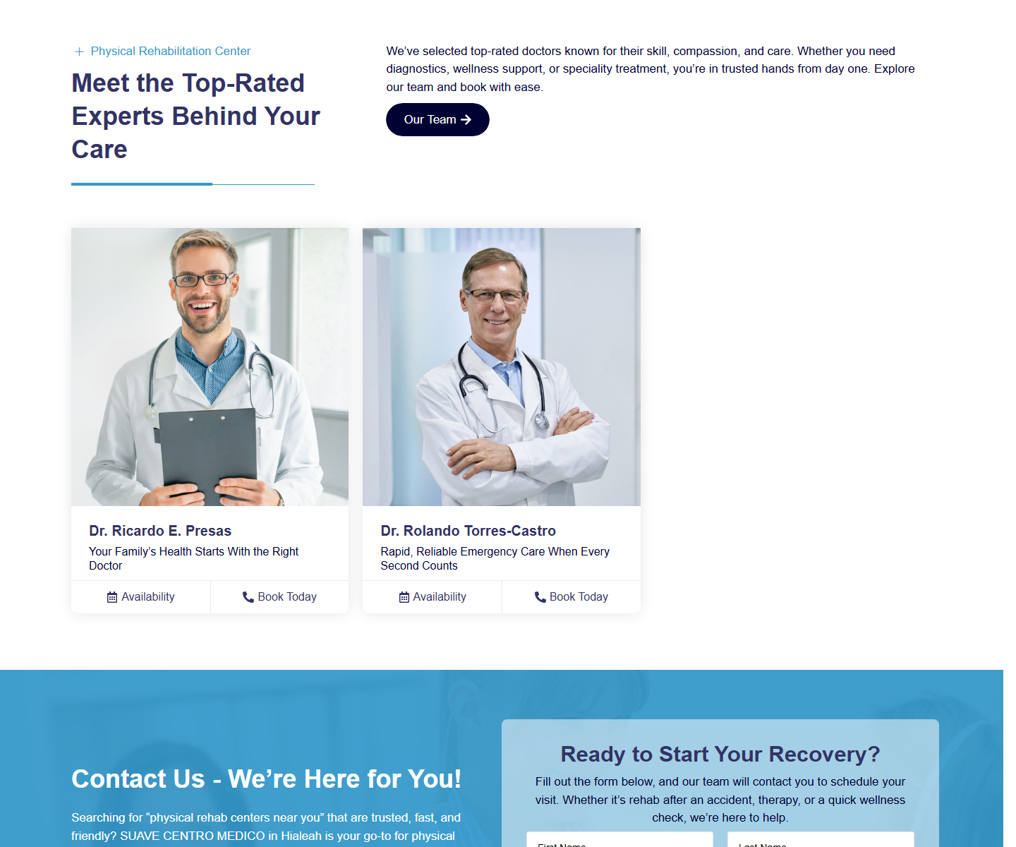 WordPress website screenshot from SuaveFlorida.com Medical Rehab Website for Miami and Hialeah, view 2