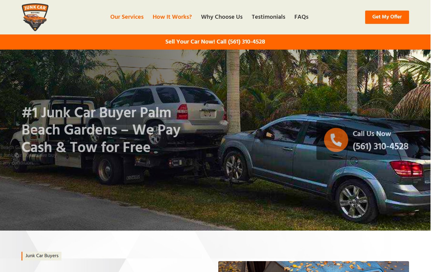 WordPress website case study for Top Dollar Junk Car Buyer Site for Palm Beach Gardens