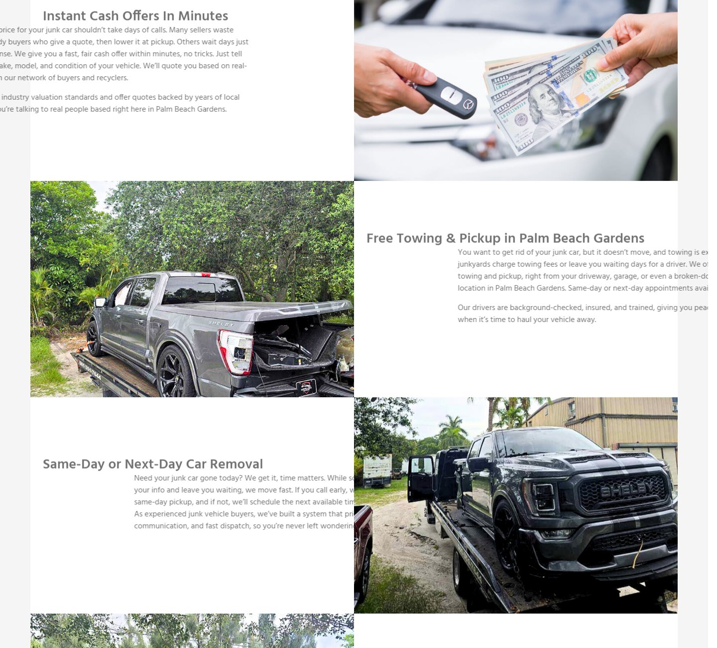 WordPress website screenshot from Top Dollar Junk Car Buyer Site for Palm Beach Gardens, view 2